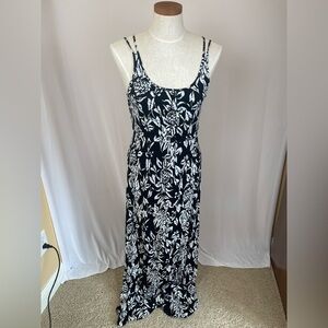 LOFT Petite Floral Black Maxi Dress size small petite
